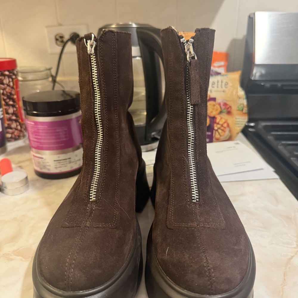 Steve Madden Dark Brown Suede Combat Boots